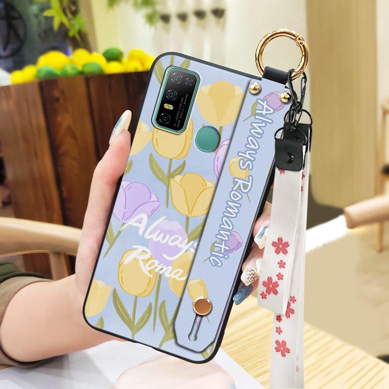 Dirt-resistant Silicone Phone Case For Doogee N30 Waterproof Kickstand Flower Oil Painting Fashion Design Phone Holder