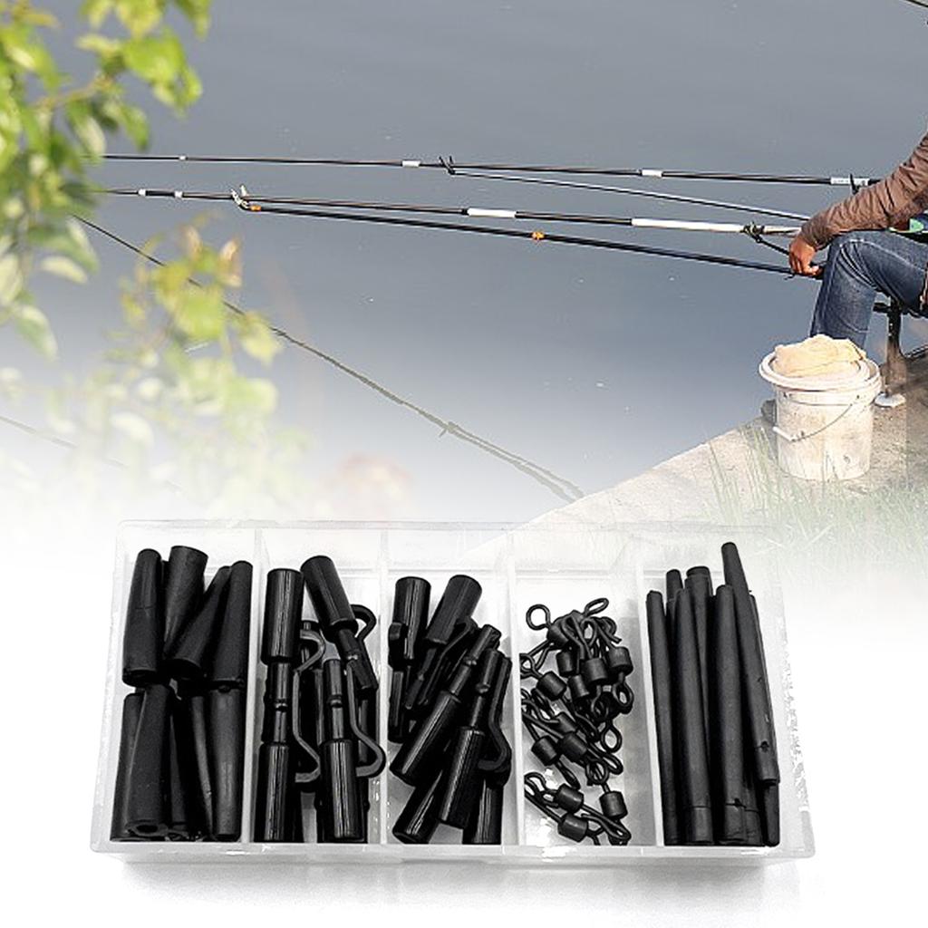 60Pcs Carp Fishing Tackle Box Carp Clip Fishing Tackle Tool Anti Tangles Sleeve Stopper Tail Carp Terminals Tackle Set