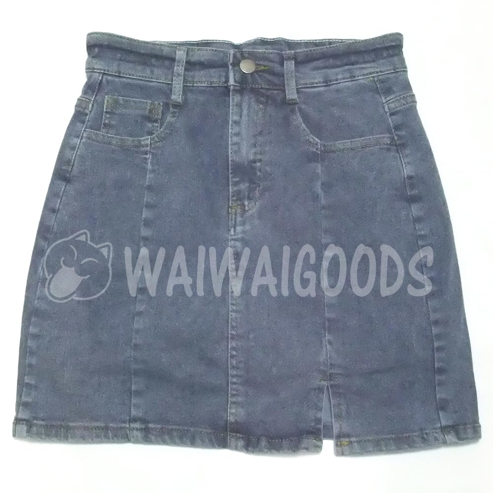 Denim Mini Skirt with Inner Simple Casual [Waiwai Goods] Built-in Lining, A-line, Style, Women's (XL, Blue)