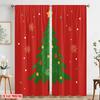 2pcs,2D Plane Printing Curtain Popular Christmas Trees Polyester Easy Install (without Rod) Holiday Ldeal for Living Room,