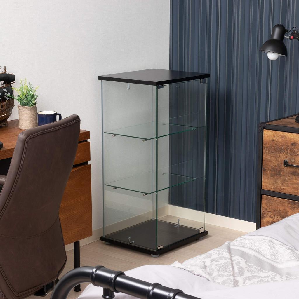 Fuji Boeki Collection Case Figure Case 3 Tiers Width X Depth X Height 86 Cm Black Tempered Glass Full Glass Assembly Product Clear 98881 42.5 36.5