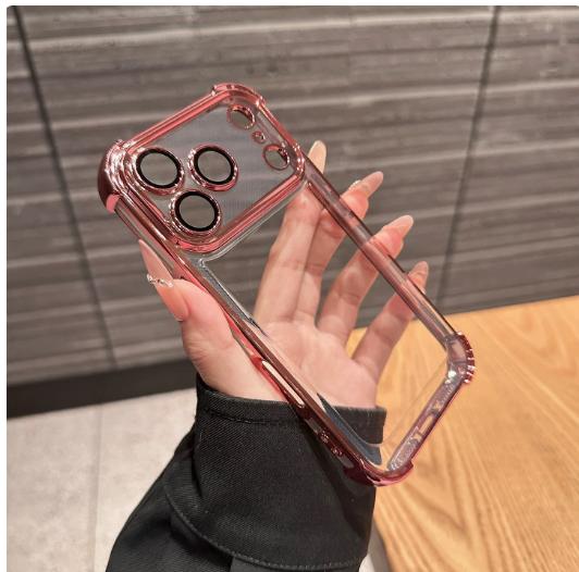 Luxury Buffer Lmpact Plating Phone Case For iPhone 18 17 16 15 14 13 12 Pro Max 16 Plus Shockproof Clear Lens Protection Cover
