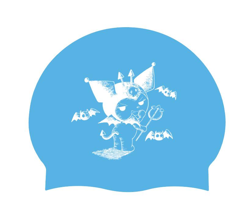 Women's Long Hair Silicone Swim Cap with Racing Pattern for Large Sizes