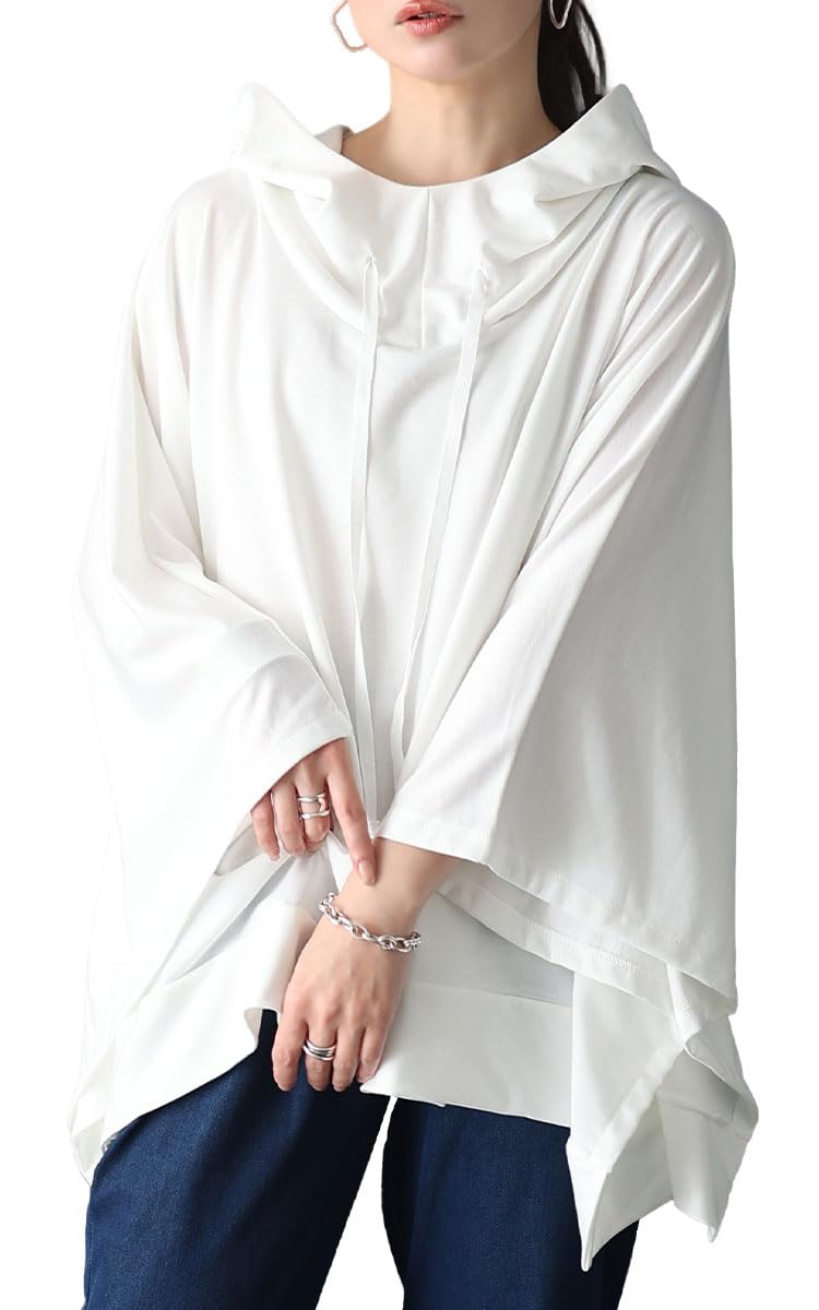 

Мгновенно создайте модный образ с этим модным пуловером-туникой и пончо. Это универсальное пончо — милая и изысканная вещь однотонной расцветки. белый