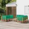 VidaXL Garden Lounge Set 9 Pcs with Green Bamboo Cushions, Lounge Set, Outdoor Lounge Set, Furniture Set 3155155