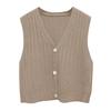 Women Solid Color V Neck Single-breasted Braid Knitted Cardigan Waistcoat Vest