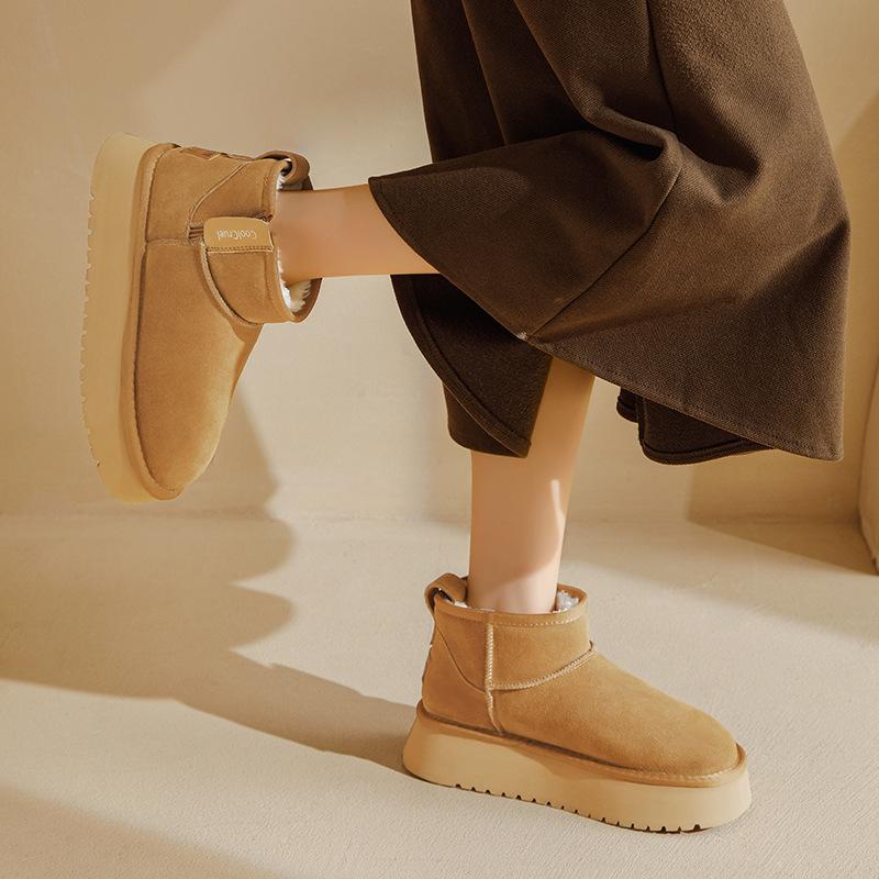 Augustine Platform Snow Boots Women's Winter 2025 New Piled Thickened Cotton Shoes Classic Fluffy Short Boots