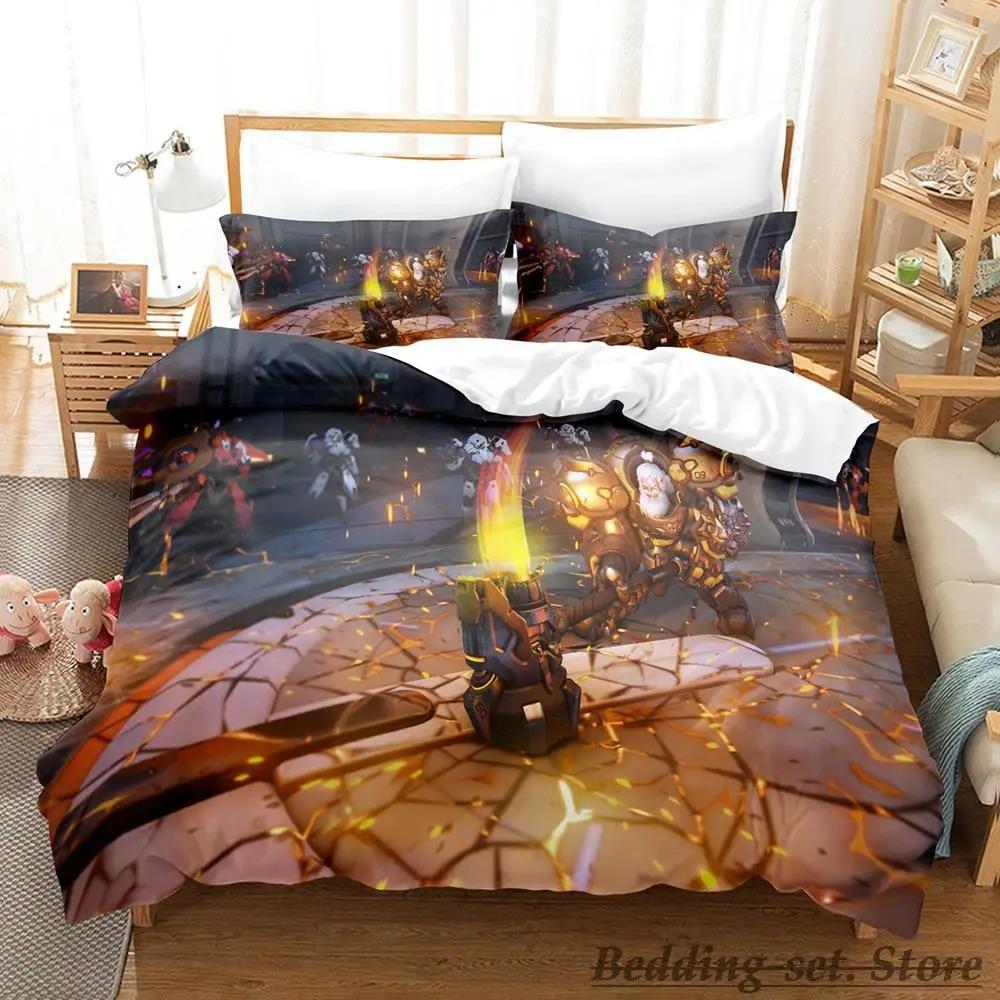 Overwatch 2 Bedding Set Single Twin Full Queen King Size Bed Set Adult Kid Bedroom Duvetcover Sets Anime Parure De Lit Bed
