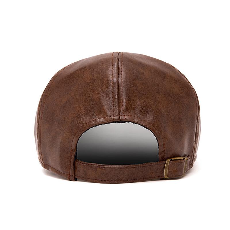 Autumn Winter Leather Warm Forward Hat Men's Vintage Paintsman Hat Beret Cap