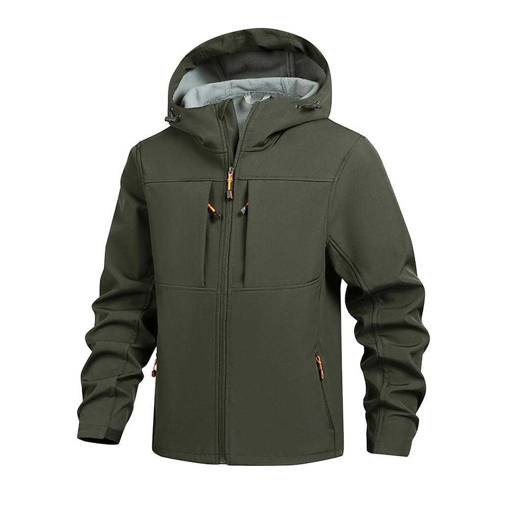 Men's Solid Color Outdoor Mountaineering Waterproof Windproof Fleece Jacket Outdoor Jacket
