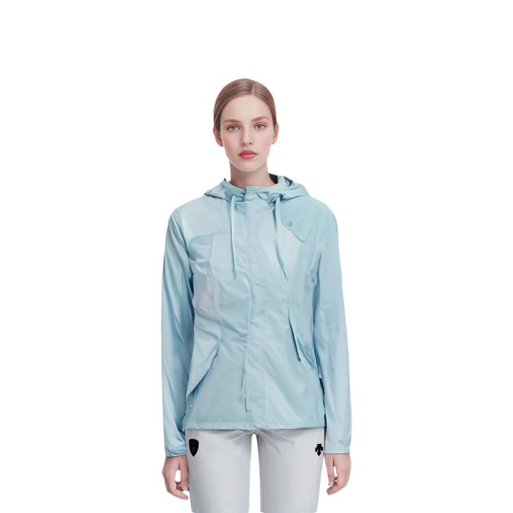 DECATHLON SH500 Solid Color Outdoor Leisure Sports Zipper - 10 Degree Warm Waterproof Hooded Jacket Jacket Women's Light Blue Grey