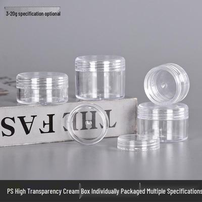 Transparente runde Plastik-Creme-Probenbox - Erhältlich in den Größen 3g, 5g, 10g, 15g und 20g.