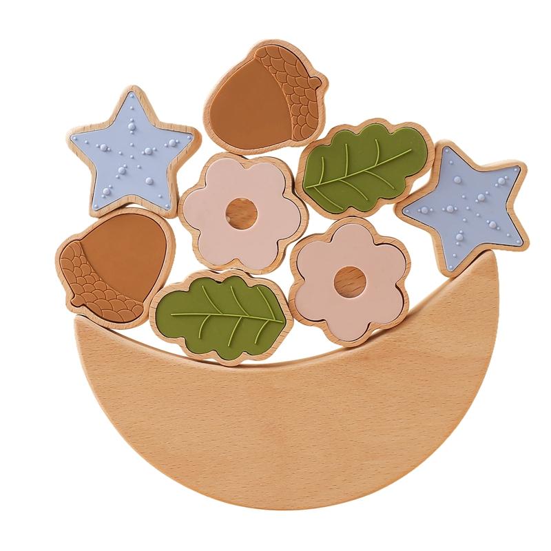 Drewniana deska balansowa dla małych zwierzątek, zabawki do nawlekania, drewniana huśtawka, zabawki do układania w stosy, klocki, gry planszowe, edukacyjne prezenty dla dzieci Montessori