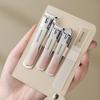 4 Pieces/Set Manicure Set With Portable Leather Case And Nano Nail File - Fingernails & Toenails Clippers For Nail Care