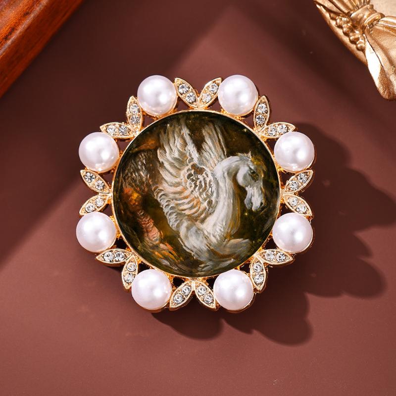 Модные Изысканные Роскошные Броши Жемчужный Крылатый Конь Для Женской Одежды Пальто Бижутерия Аксессуары Подарки A3