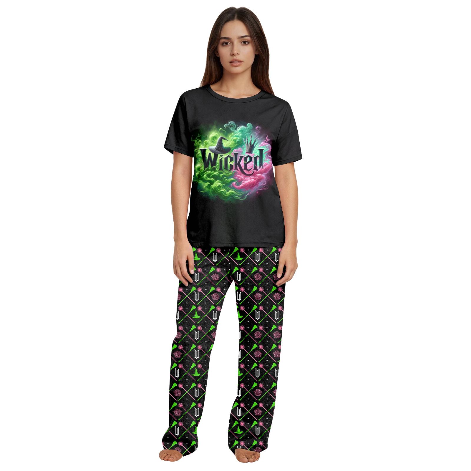 

Women s Casual Relaxed-Fit Printed T-Shirt And Pants Set M чорний