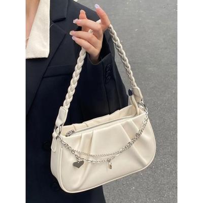 Niche Design Bag Female Pleated Personality Cloud Bag Handbag Simple Everything Stylish Zipper Chain Underarm Bag