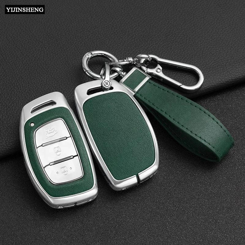 Husa pentru chei auto din aliaj de zinc + piele pentru Hyundai Ix25 Ix35 Ix45 Tucson Sonata Rena Creta Verna Solaris Mistra Elantra Accent