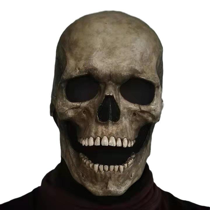 New Halloween Moving Mouth Skull Mask Headgear Movable Jaw Skull Full Head Mask
