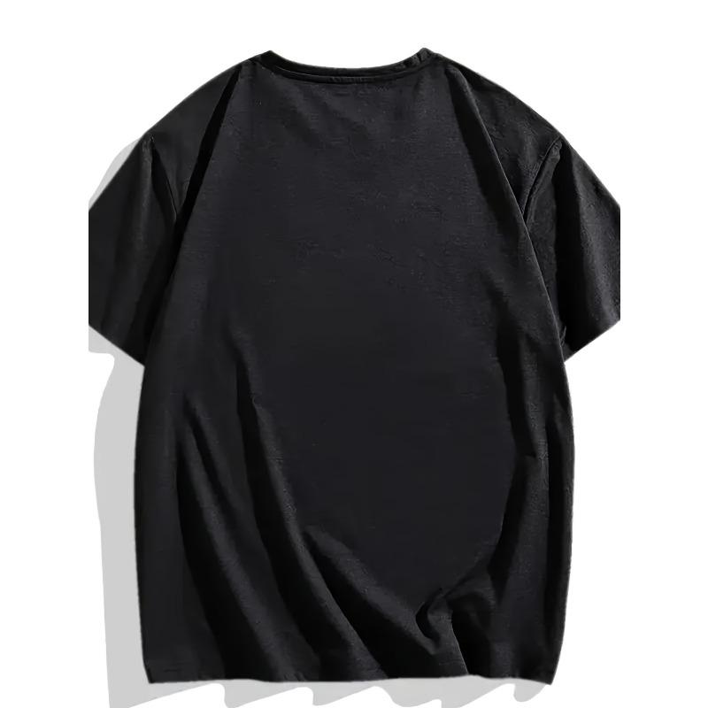 European Sizes Men's Russian Cyrillic Text & Cyrillic Script T-Shirt - Black with White Print, Crew Neck Short Sleeve