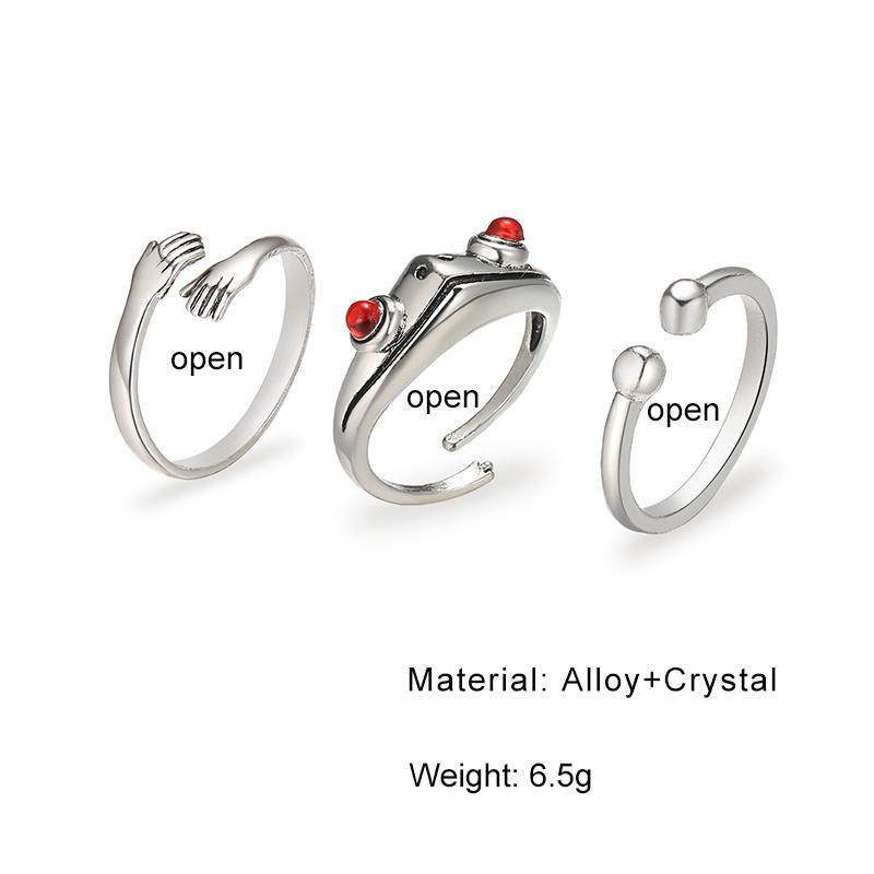 2024 Retro Tier Frosch Ring Dreiteiliger Kaltwind Persönlichkeit Ring Punk Stil Ring Mode Neutral Trend
