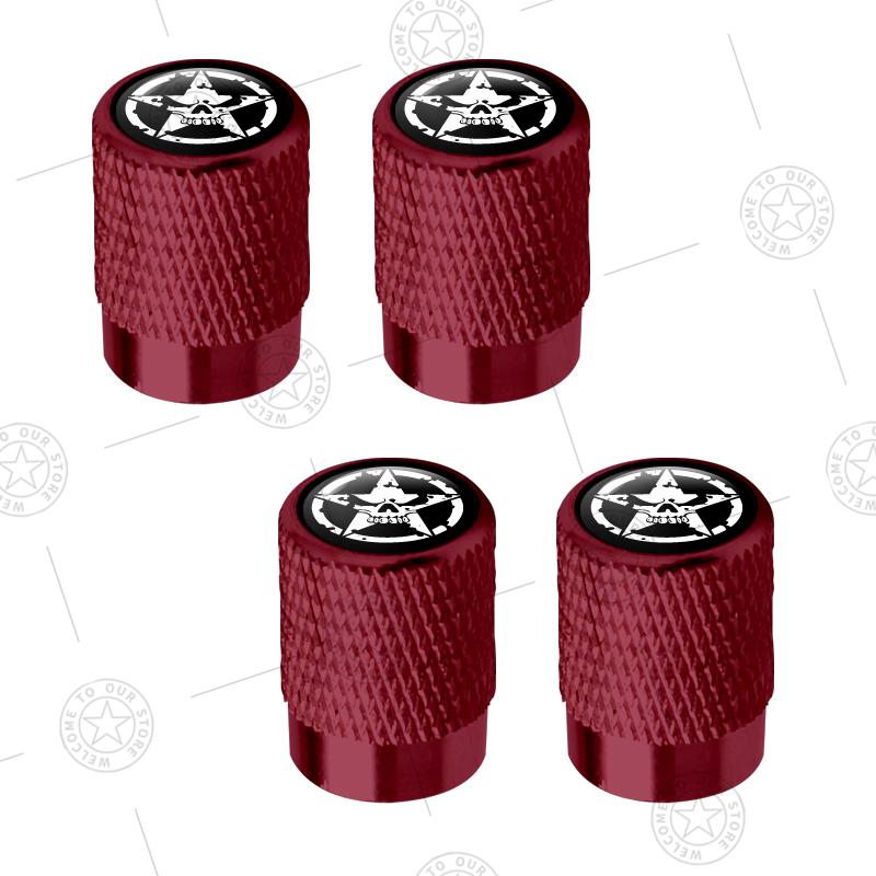 4pcs Five-Pointed Star Logo Car Wheel Tire Valve Caps Air Stem Aluminum Accessories For Jeep Wrangler Sahara Cherokee Ford F150 AMR1