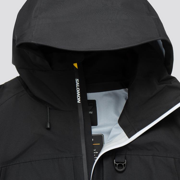 SALOMON Outlife Outdoor Series Race Flag Solid Color Comfortable Long Sleeve Hooded Jacket Men Jacket Black C14063