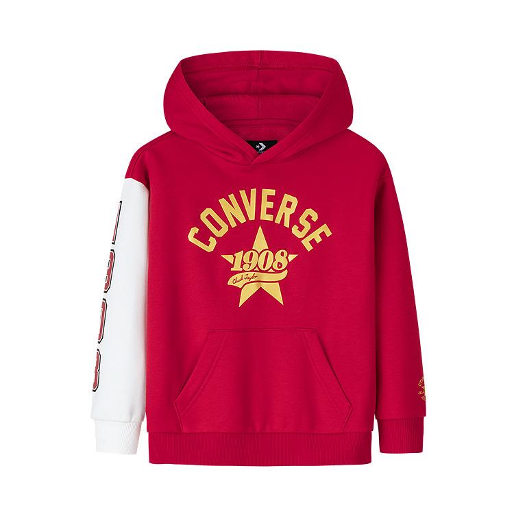 Converse Sweatshirt CNY Fleece Lined Fashion Comfortable Soft Skin Friendly Hooded Red Kids CV2512436GS-001 110/52(4)