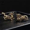 Antique Copper Chinese Mythical Beast Pixiu Miniature Figurines 1 Pair Ornaments Brass Lucky Animal Qi Lin Desktop Decorations