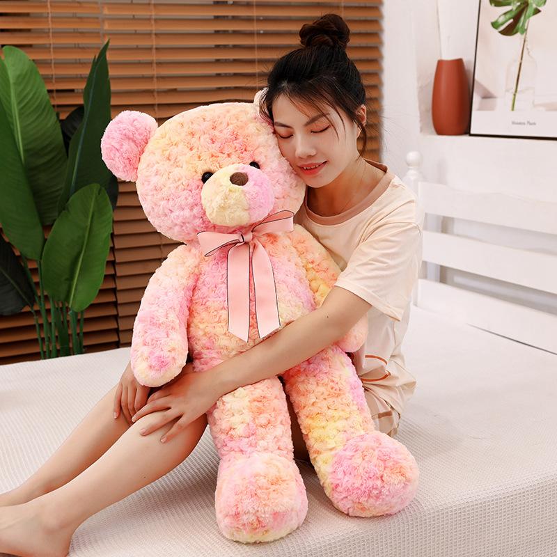 80cm Dopaminowe Cukierkowe Kolory Miś Pluszowe Zabawki Uroczy Różowy Niebieski Miś Dziewczynki Chłopiec Urodziny Absolwent Prezent Dekoracja Domu Śpiące Pluszowe Lalki