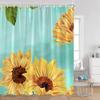Sunflower Floral Shower Curtains Spring Plants Birds Butterfly Green Leaves Bathroom Curtain Modern Polyester Fabric Bath Decor