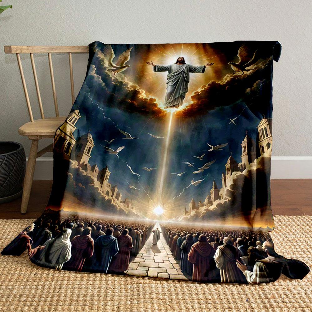 

Jesus Ascension Scene Blanket Printed Blanket for Living Room Bed Couch lunch break Soft Cozy Blanket for Friend s festival Gift 80cm x 120cm