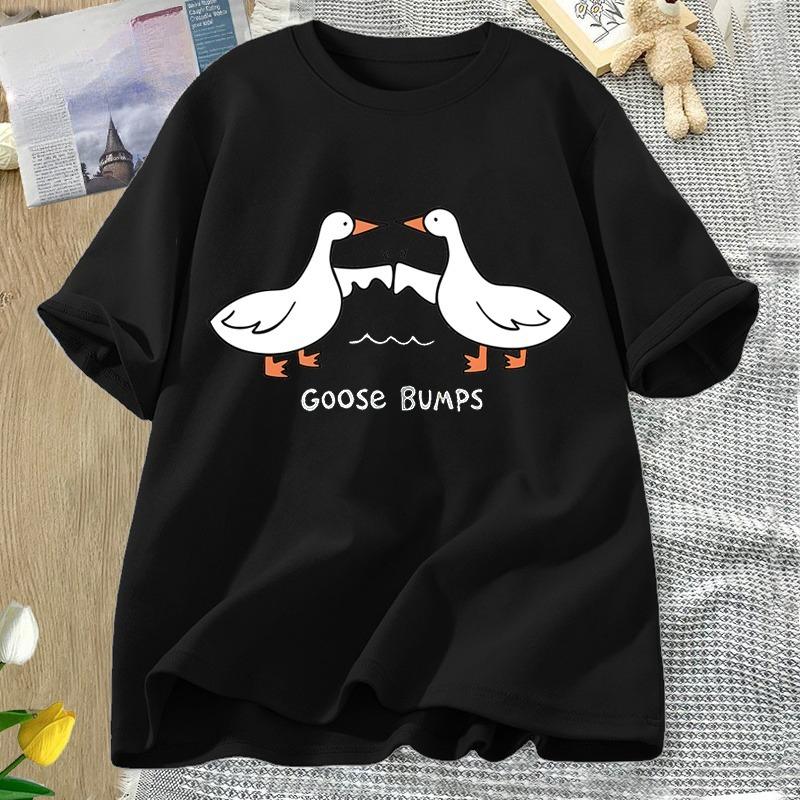 Silly Goose Bumps T Shirt for WOMEN Unisex Funny Cotton Printed Tshirt Summer Short Sleeve Loose Oversized Tees Unisex Streetwear