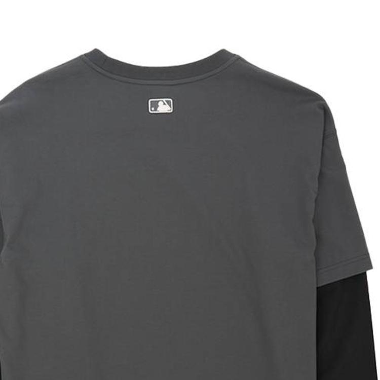 MLB SS26 Graffiti Print Faux Two-Piece Sun Protection Long Sleeve Loose T-Shirt Unisex Tops 3ATSB0561-43GRD