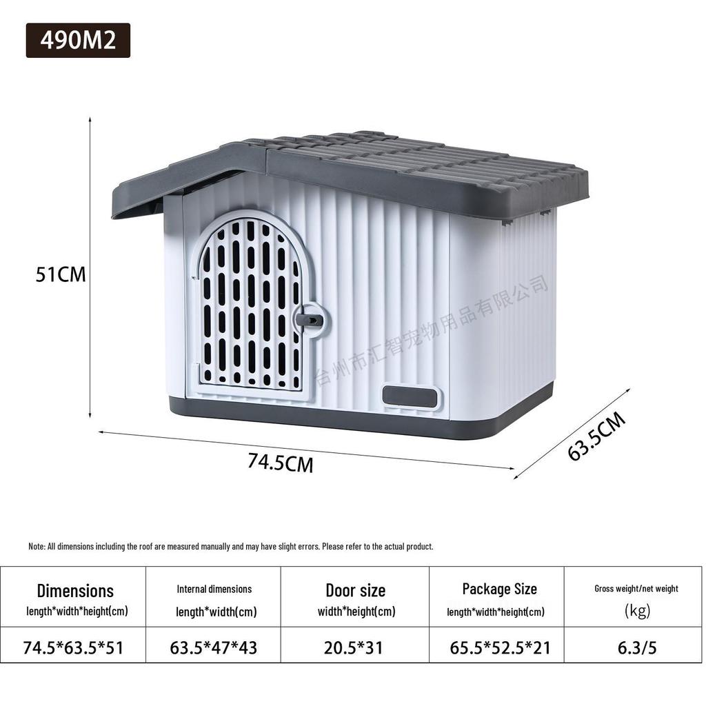 Outdoor Cat and Dog House: All-Weather Semi-Enclosed Shelter, Rainproof and Sunproof Plastic Villa for Stray Cats