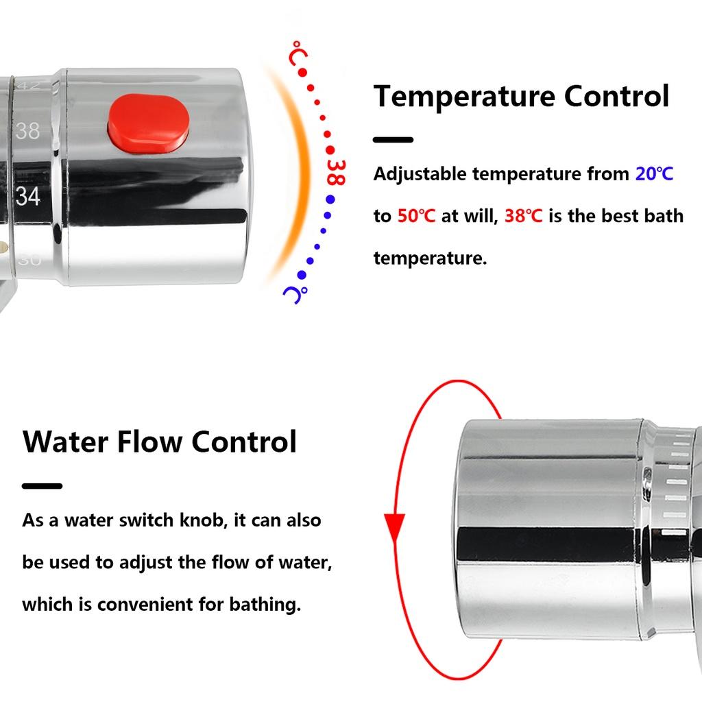 Wall Mounted 1 Set Bathroom Thermostatic Shower Cold & Hot Faucet Brass Mixer Value Dual Handle Temperature Control Bathtub Shower Faucet