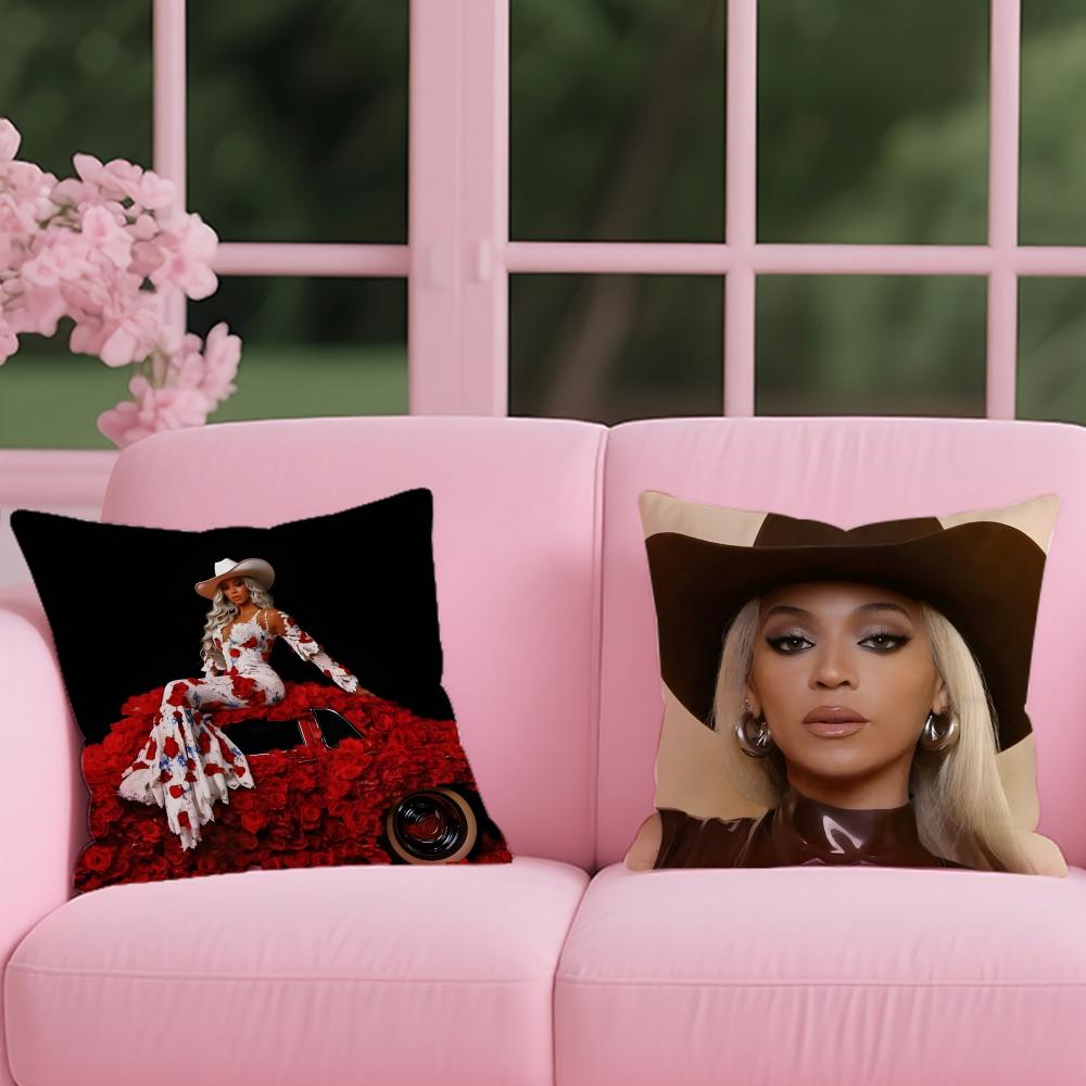 Singer B-Beyonce Cushion Cover Reversible Plush Pillow Cover – For Car, Sofa, Bedroom, Perfect As a Gift.