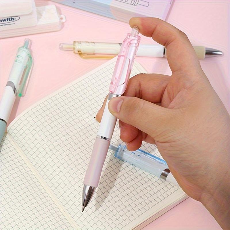 5 Pcs Simple Design Cartoon Style 0.5mm Press Type Neutral Pen Office Stationery Signature Pen, Student Writing Practice Ballpoint Pen (black Ink)