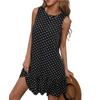 Women's Polka Dot Ruffled Sleeveless Dress Summer Fashion Crew-neck A-line Dress
