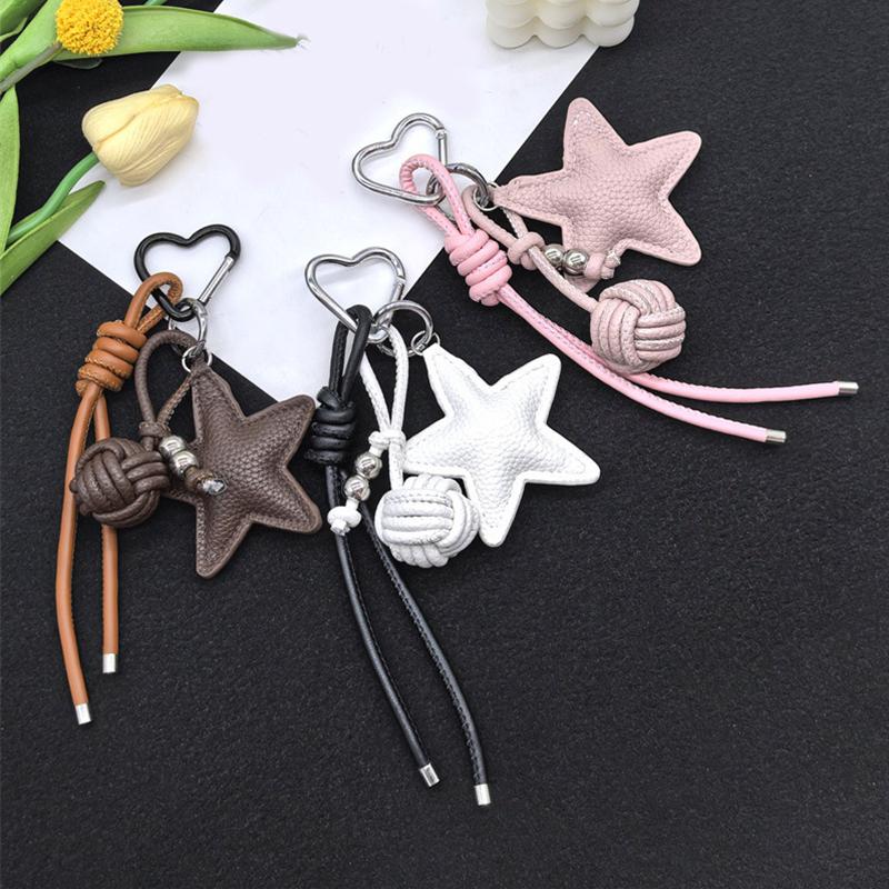 Geflochtener Seilbeutel Hochwertiger Schlüsselanhänger Anhänger Fünfzackiger Stern Hängend Geeignet für Handy-Taschen-Zubehör Ornament