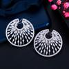 Disc Shape Micro-Inlaid Zircon Earrings Pin Copper Gold-Plated Personalized Round Large Earrings