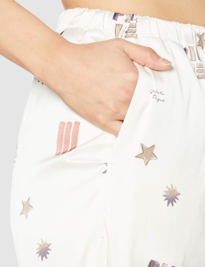 Gelato Pique Painted Long Pants Size F Women's PWFP205362, White/White,