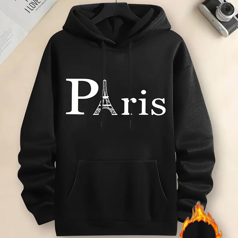 

Худи с капюшоном на флисовой подкладке, мужская толстовка с капюшоном, идеально подходит для зимы XXL чёрный