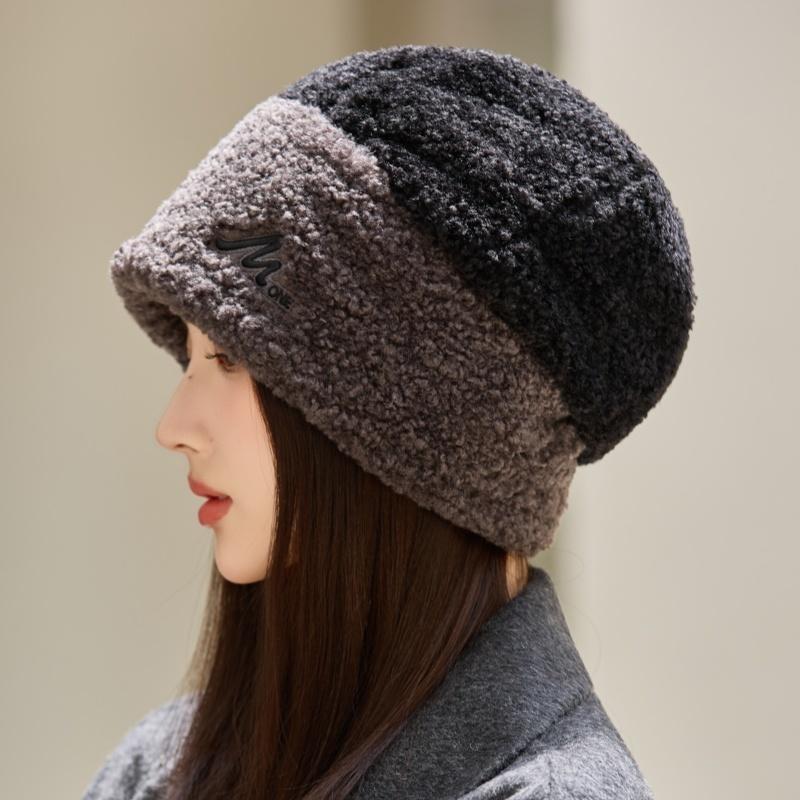 Hat Women's Autumn and Winter Lamb Fleece New Fleece Thickened Cycling Hat Cold-proof Windproof Ear Protector