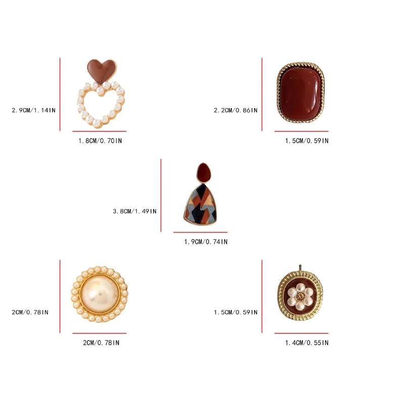 Cercei vintage retro roșu vin cu ulei picurător pentru femei, cercei coreeni cu perle, floare, inimă, geometrici, bijuterii de înaltă calitate