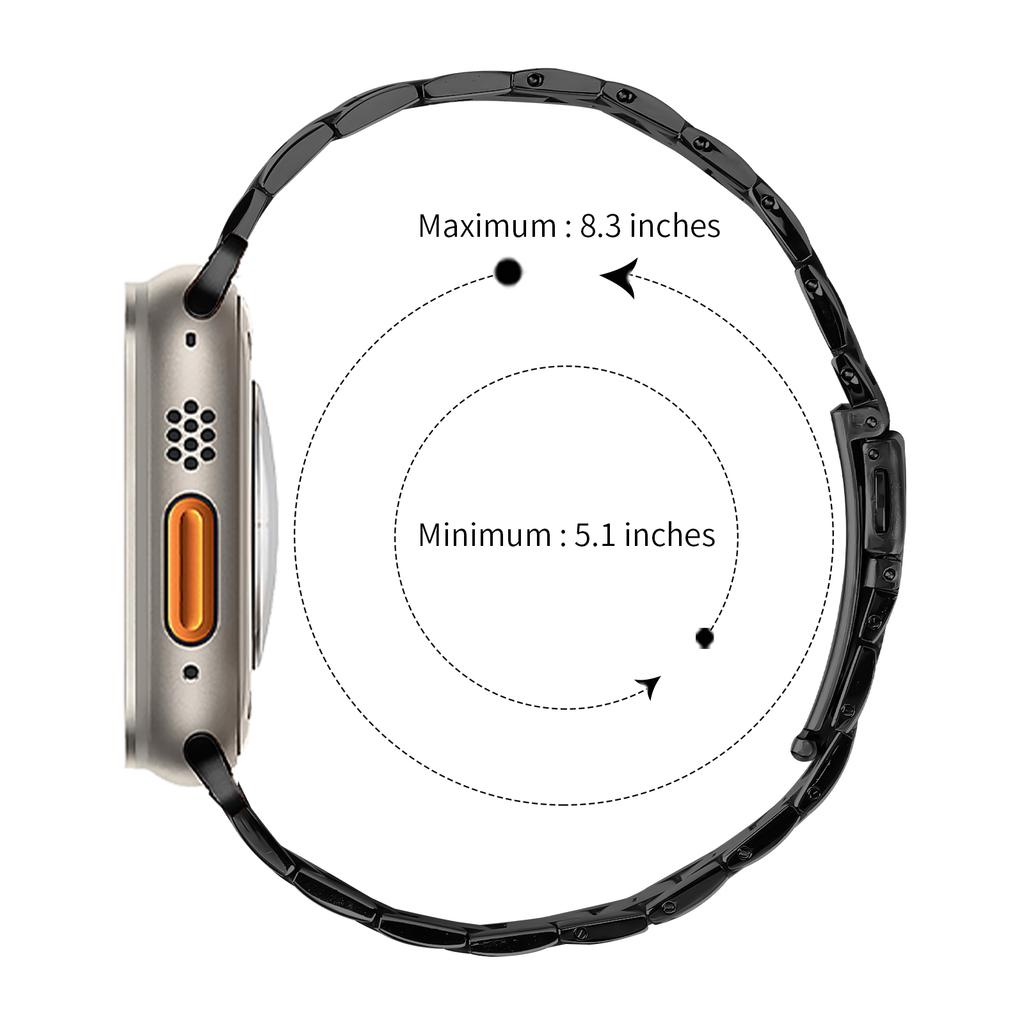 For Apple Watch Series 10 42mm/9 8 7 41mm/SE (2023) SE (2022) SE 6 5 4 40mm/3 2 1 38mm Stainless Steel Strap Three-Bead