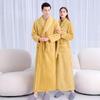 Lounge Robes Simple Thickening and Lengthening Paragraph Shu Cotton Flannel Couple Robe Increased Size Comfortable and Elegant Plush Bathrobe