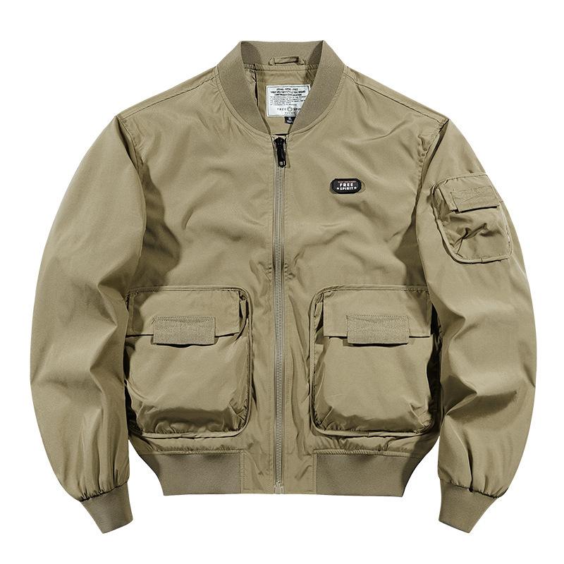Outdoor Arbeitsjacke Herren Herbst und Winter Übergröße Mehrfach-Taschen Baseballuniform Pilot Lässig Herrenjacke Oberteil