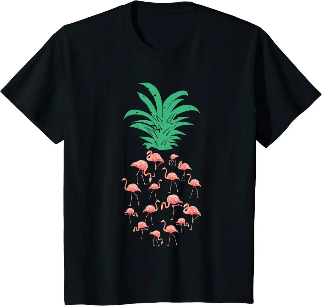 Flamingo Pineapple Shirt Gift for Flamingo Lover T-Shirt Graphic T Shirts Streetwear Daily Four Seasons Cotton Tees Casual