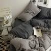 Fashion Solid Color Bed Sheet Style Duvet Cover Set Ab Double-Sided Color Matching Comfortable Sets Washed Cotton Bedding
